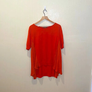 St.John Women's Medium Top wool/silk orange